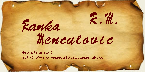 Ranka Menčulović vizit kartica